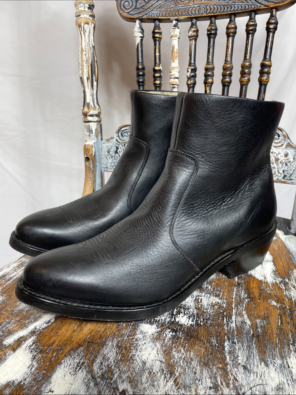 Durango Calf Leather Black Side Zipper Redwood Low Western Cowboy Boots, 12 EE